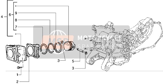 Piaggio Liberty 125 2001 Cylindre-Piston-Broche de poignet, Assemblée pour un 2001 Piaggio Liberty 125