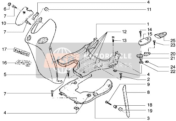 Piaggio Liberty 125 2001 Scudo anteriore-Pedana-Spoiler per un 2001 Piaggio Liberty 125