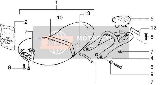 624580, Zadel Slotenset, Piaggio, 3