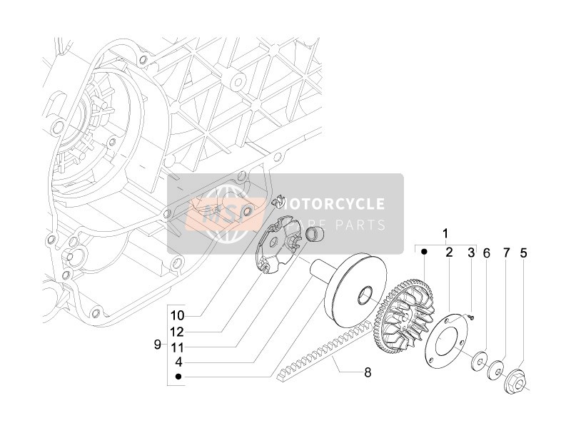 Piaggio Liberty 125 4T 2V ie E3 (Vietnam) 2012 Puleggia motrice per un 2012 Piaggio Liberty 125 4T 2V ie E3 (Vietnam)