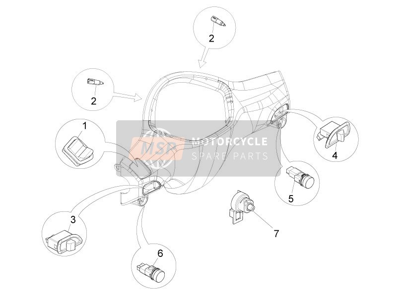 Piaggio Liberty 125 4T 2V ie E3 (Vietnam) 2011 Sélecteurs - Commutateurs - Boutons pour un 2011 Piaggio Liberty 125 4T 2V ie E3 (Vietnam)