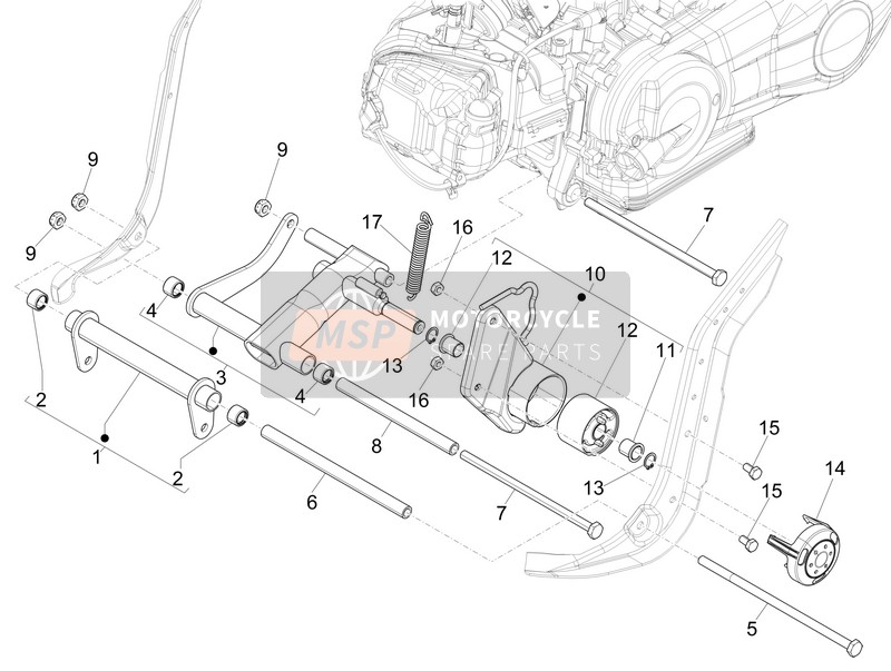 5A000489, Complete Swinging Arm On Engine Side, Piaggio, 0