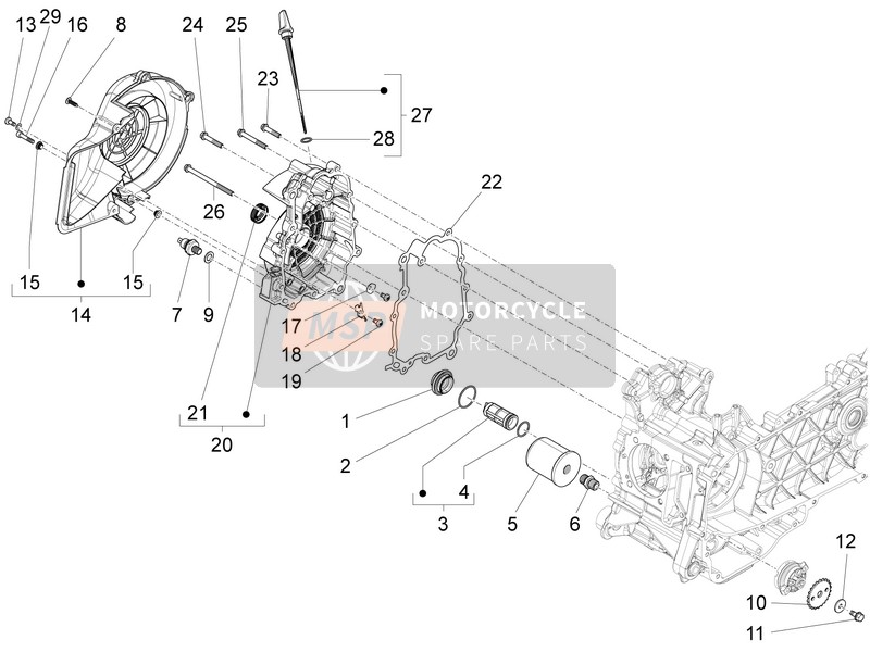 Piaggio Liberty 125 4T 3V ie E3 (Vietnam) 2013 Vliegwielmagneten Afdekking - Oliefilter voor een 2013 Piaggio Liberty 125 4T 3V ie E3 (Vietnam)