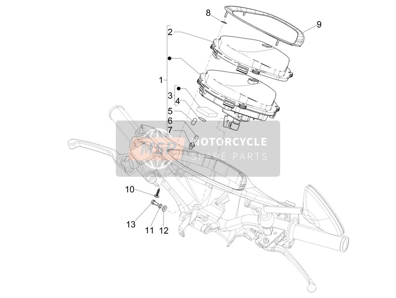 Piaggio Liberty 125 4T Delivery E3 2009 Metercombinatie - Dashboard voor een 2009 Piaggio Liberty 125 4T Delivery E3