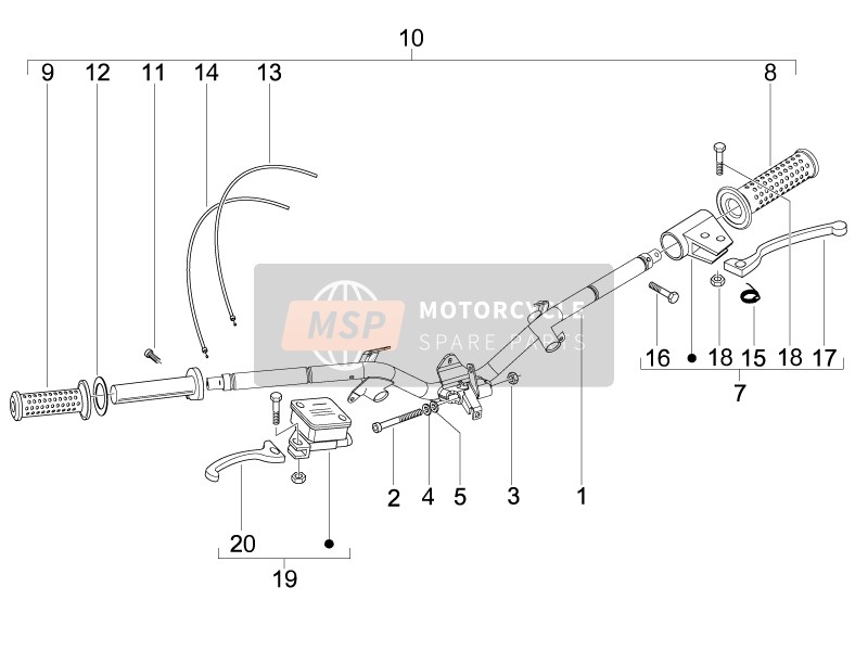 Piaggio Liberty 125 4T E3 (UK) 2007 Handlebars - Master cil. for a 2007 Piaggio Liberty 125 4T E3 (UK)