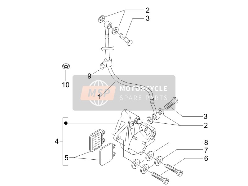 Piaggio Liberty 125 4T PTT E3 (A) 2007 Brakes Pipes - Calipers for a 2007 Piaggio Liberty 125 4T PTT E3 (A)