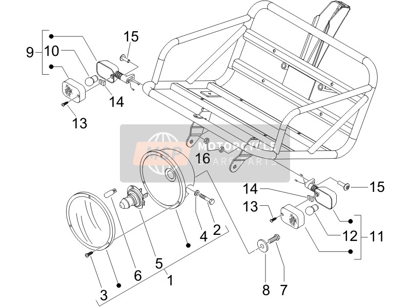 Piaggio Liberty 125 4T PTT E3 (A) 2007 Scheinwerfer vorne - Blinkleuchten für ein 2007 Piaggio Liberty 125 4T PTT E3 (A)