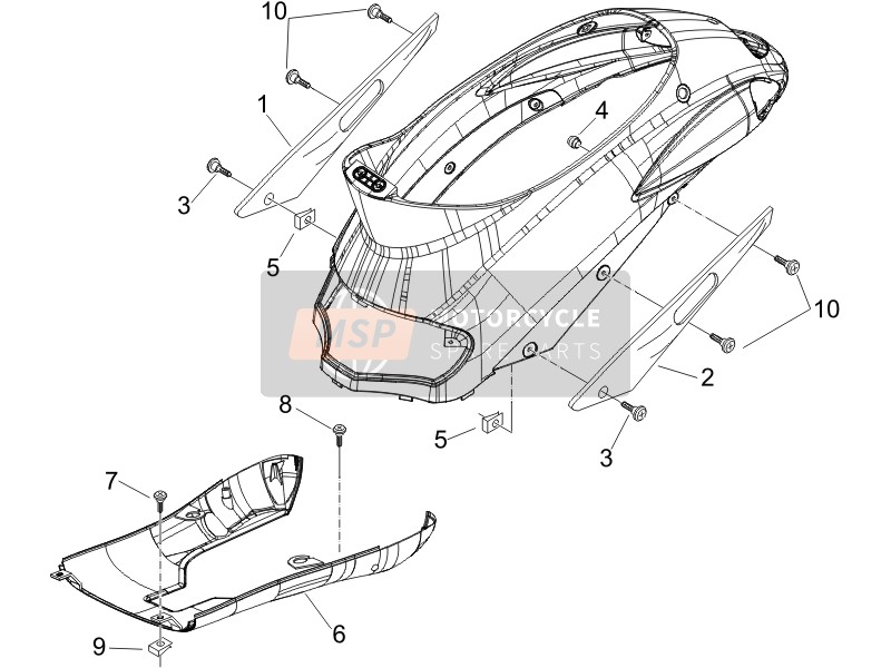 Piaggio Liberty 125 4T PTT (I) 2006 Seitliche Abdeckung - Spoiler für ein 2006 Piaggio Liberty 125 4T PTT (I)