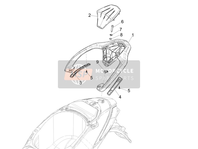 Piaggio Liberty 125 iGet 4T 3V ie ABS (Vietnam) 2015 Rear Luggage Rack for a 2015 Piaggio Liberty 125 iGet 4T 3V ie ABS (Vietnam)