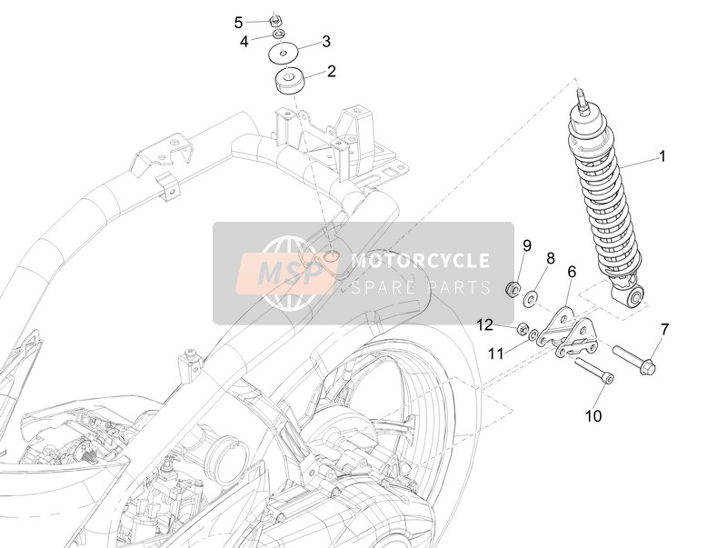 Piaggio Liberty 125 iGet 4T 3V ie ABS (Vietnam) 2015 Rear Suspension - Shock Absorber/s for a 2015 Piaggio Liberty 125 iGet 4T 3V ie ABS (Vietnam)