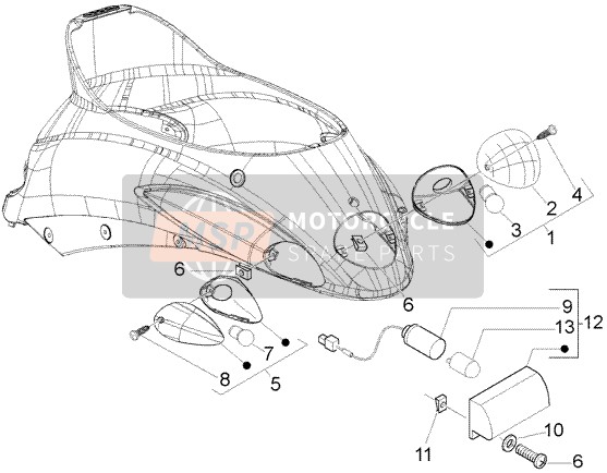 584781, Clignotant Ar Drt, Piaggio, 0