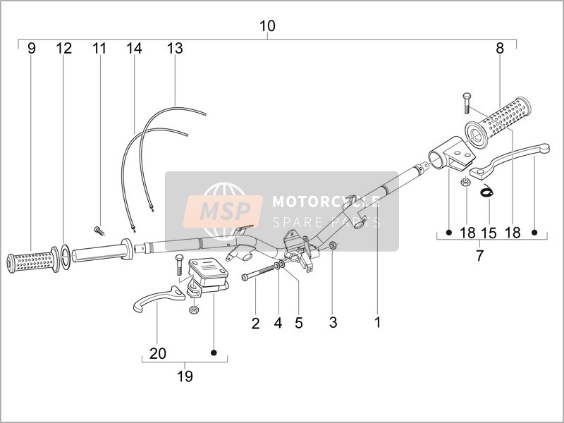 Piaggio Liberty 150 4T 2V ie E3 (Vietnam) 2011 Handlebars - Master cil. for a 2011 Piaggio Liberty 150 4T 2V ie E3 (Vietnam)