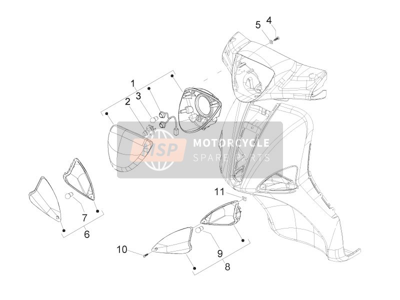 Piaggio Liberty 150 4T 2V ie E3 (Vietnam) 2012 Faros delanteros - Lámparas de señal de giro para un 2012 Piaggio Liberty 150 4T 2V ie E3 (Vietnam)