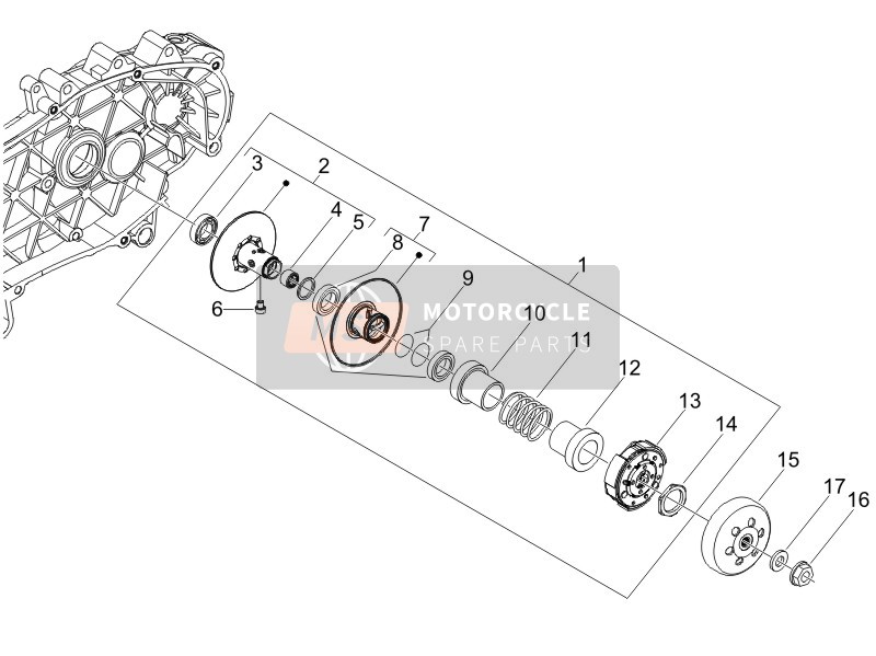 Piaggio Liberty 150 4T E3 MOC 2012 Driven Pulley for a 2012 Piaggio Liberty 150 4T E3 MOC