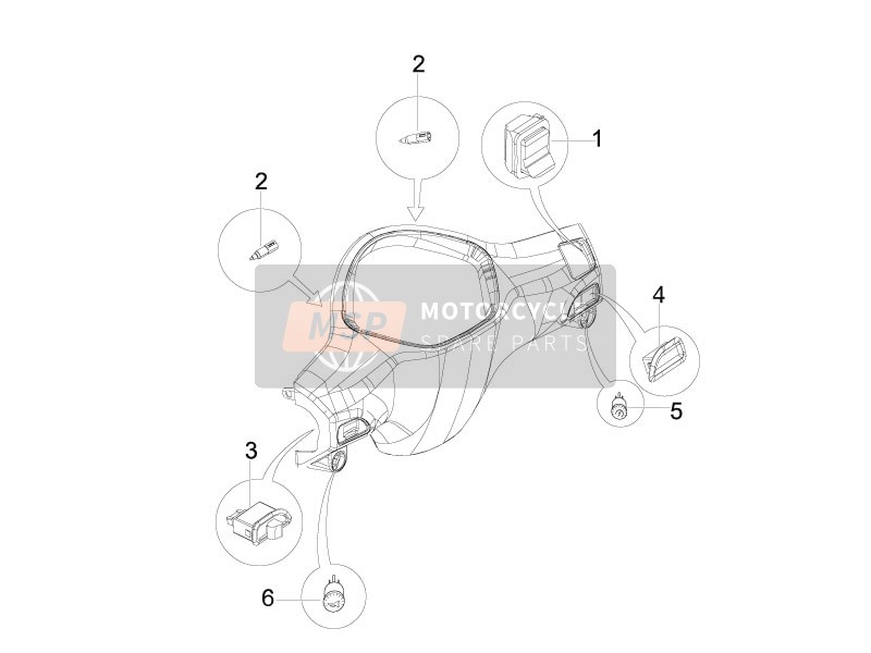 Piaggio Liberty 150 4T E3 MOC 2013 Sélecteurs - Commutateurs - Boutons pour un 2013 Piaggio Liberty 150 4T E3 MOC