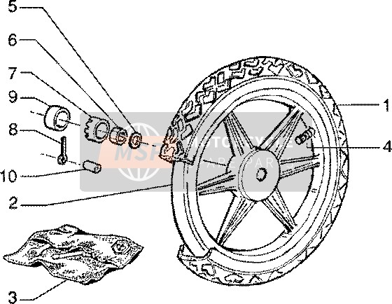 Piaggio Liberty 150 Leader 1998 Rear Wheel for a 1998 Piaggio Liberty 150 Leader