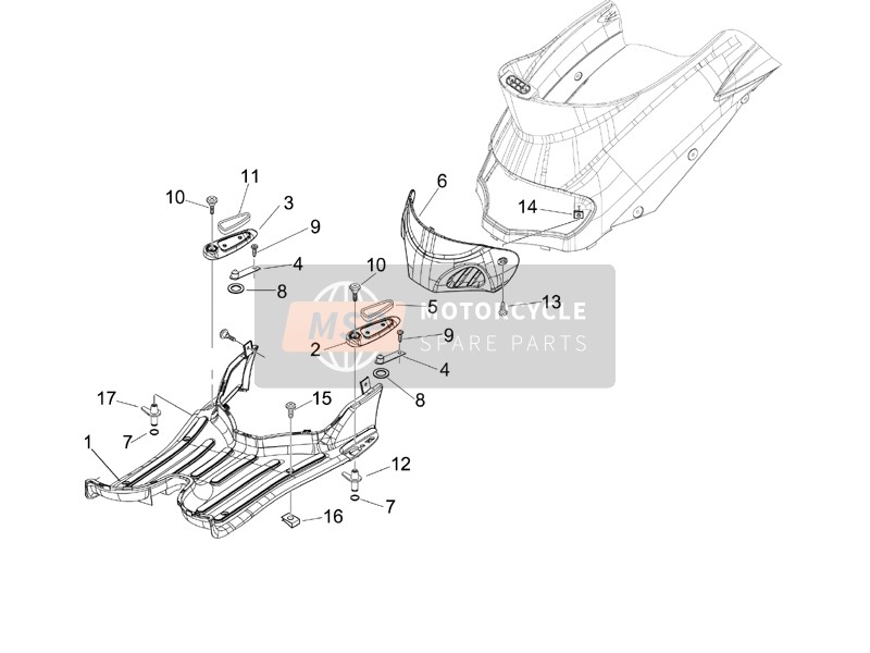 Piaggio Liberty 200 4T Sport 2006 Cubierta central - Reposapiés para un 2006 Piaggio Liberty 200 4T Sport