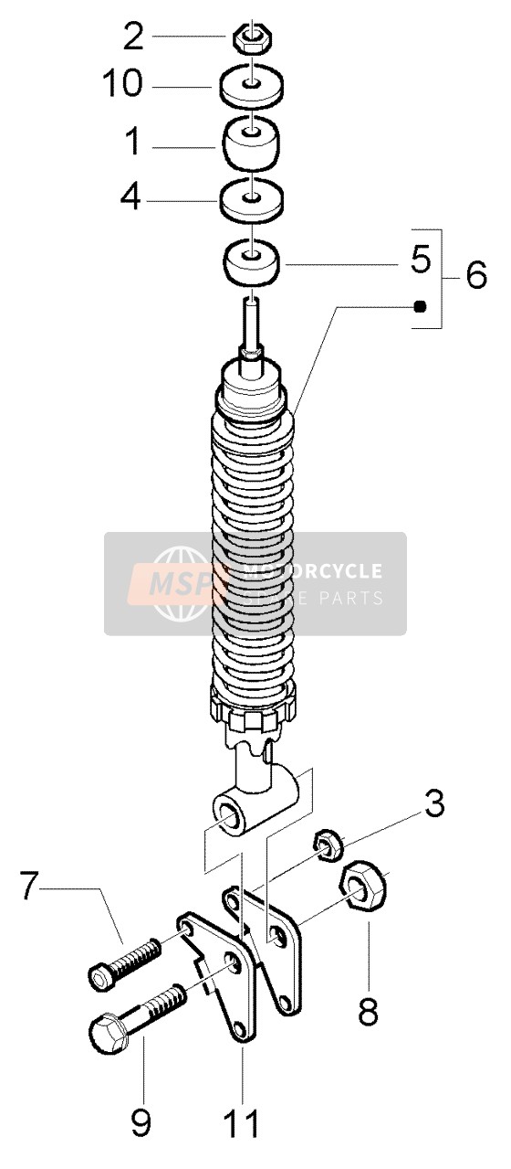 Piaggio Liberty 200 Leader RST 2002 Amortisseur arrière pour un 2002 Piaggio Liberty 200 Leader RST