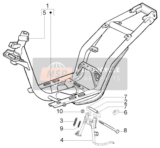 Piaggio Liberty 200 Leader RST 2002 Stand Chassiscentral per un 2002 Piaggio Liberty 200 Leader RST