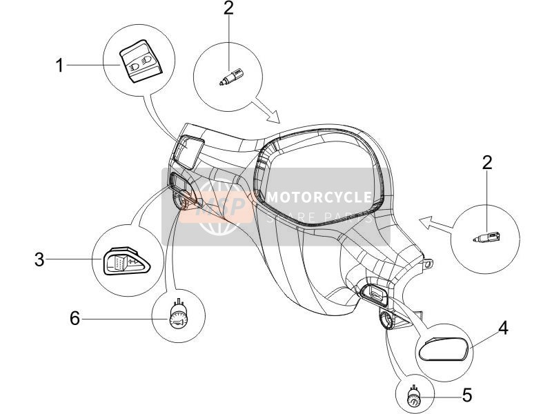 Piaggio Liberty 50 2T 2006 Sélecteurs - Commutateurs - Boutons pour un 2006 Piaggio Liberty 50 2T