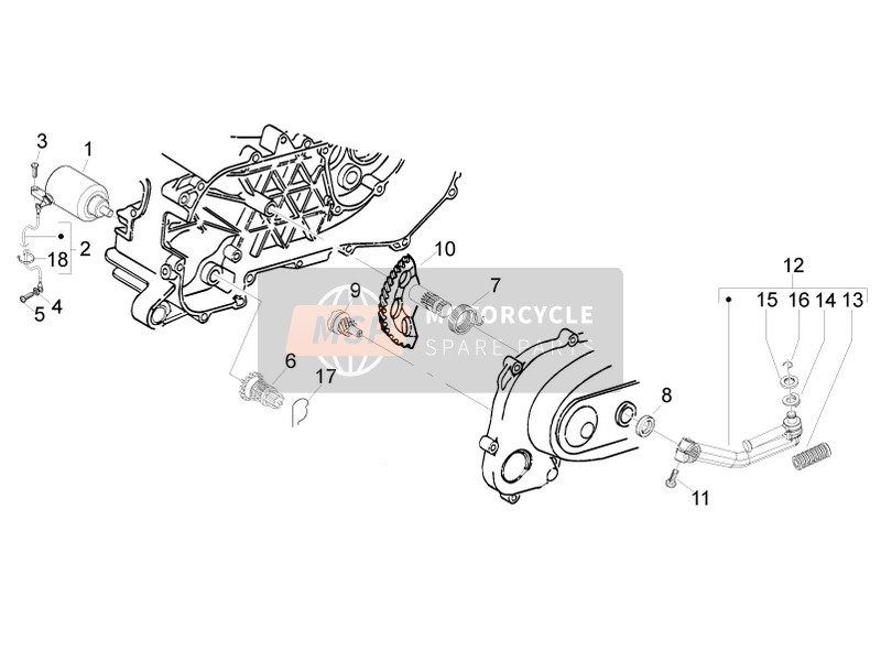 82958R, Starter Motor Gear, Piaggio, 2