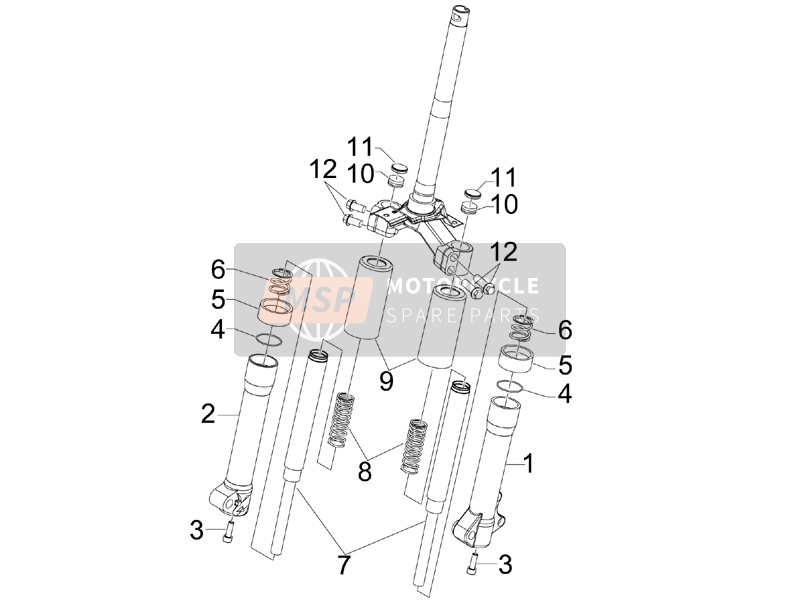 Piaggio Liberty 50 2T MOC 2009 Vork komponenten (Escorts) voor een 2009 Piaggio Liberty 50 2T MOC