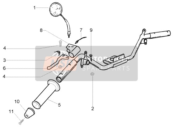 Piaggio Liberty 50 2T RST PTT (AU-D) 2005 Handlebars Component Parts (2) for a 2005 Piaggio Liberty 50 2T RST PTT (AU-D)