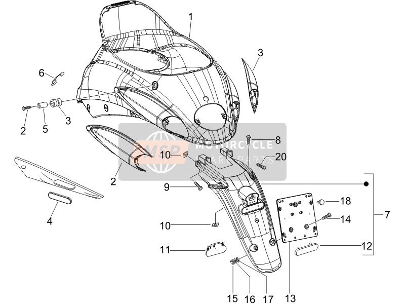 Piaggio Liberty 50 2T Sport 2006 Capot arrière - Garde anti-éclaboussures pour un 2006 Piaggio Liberty 50 2T Sport