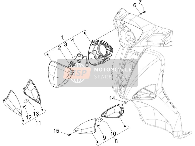 Piaggio Liberty 50 4T 2008 Scheinwerfer vorne - Blinkleuchten für ein 2008 Piaggio Liberty 50 4T