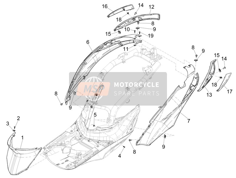 Piaggio Liberty 50 4T 3V (USA) 2017 Side Cover - Spoiler for a 2017 Piaggio Liberty 50 4T 3V (USA)