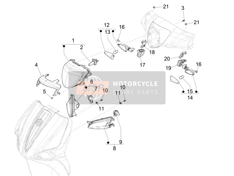 Piaggio Liberty 50 4T 3V (USA) 2017 Front Headlamps - Turn Signal Lamps for a 2017 Piaggio Liberty 50 4T 3V (USA)