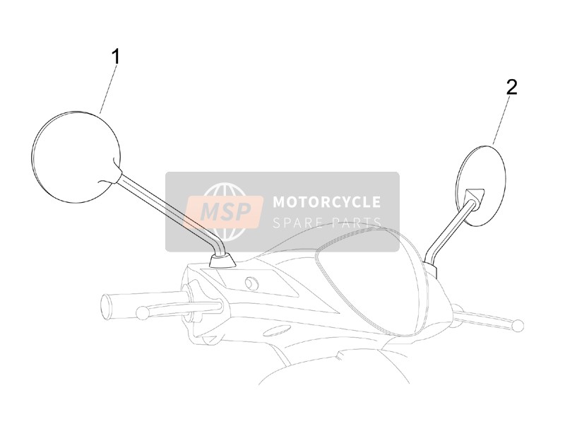 Piaggio Liberty 50 4T Delivery TNT 2009 Miroir de conduite/s pour un 2009 Piaggio Liberty 50 4T Delivery TNT