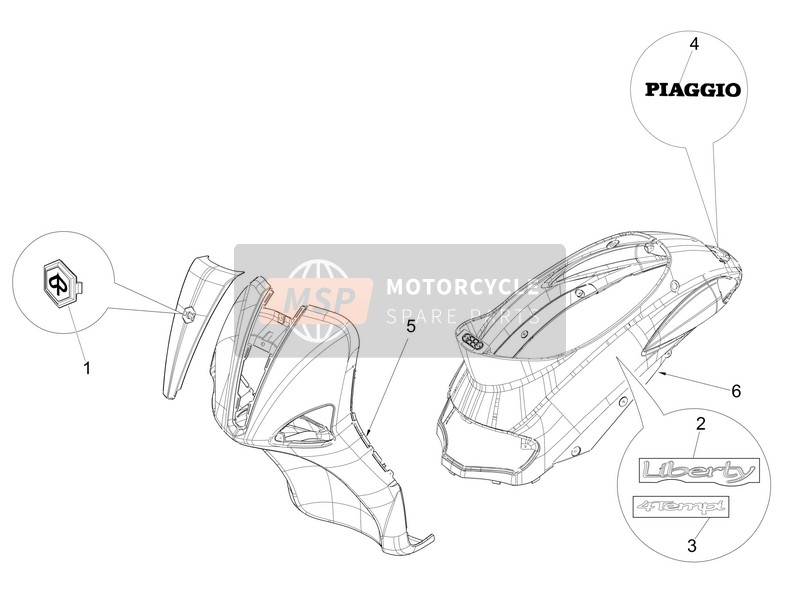 Piaggio Liberty 50 4T PTT 2017 Platten - Embleme für ein 2017 Piaggio Liberty 50 4T PTT