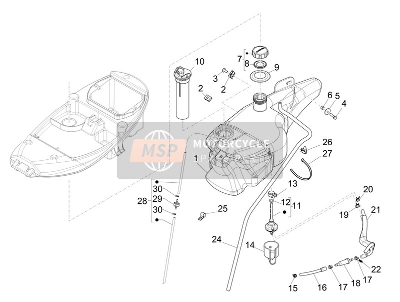 Piaggio Liberty 50 4T PTT 2009 Benzinetank voor een 2009 Piaggio Liberty 50 4T PTT