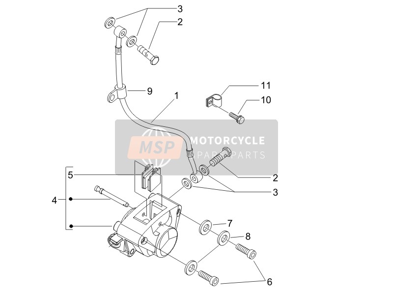 Piaggio Liberty 50 4T PTT (B-NL) 2012 Tubos de frenos - Calibrador para un 2012 Piaggio Liberty 50 4T PTT (B-NL)