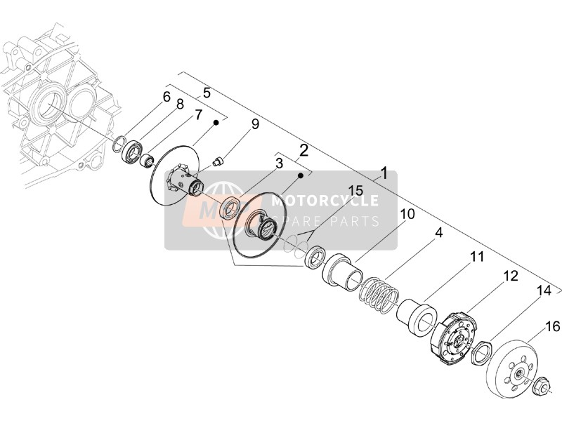 Piaggio Liberty 50 4T PTT (B-NL) (2) 2006 Driven Pulley (2) for a 2006 Piaggio Liberty 50 4T PTT (B-NL) (2)