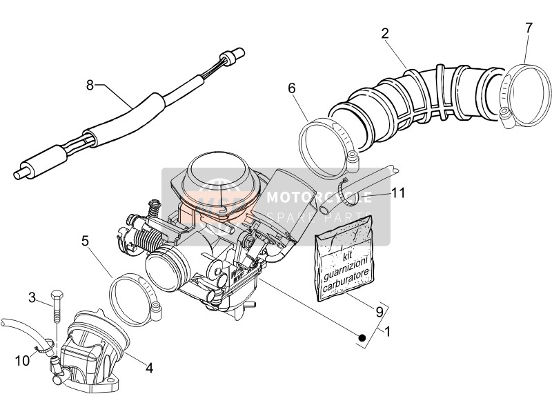 Piaggio Liberty 50 4T PTT (D) 2015 Carburateur, Assemblage - Drieweg pijp voor een 2015 Piaggio Liberty 50 4T PTT (D)