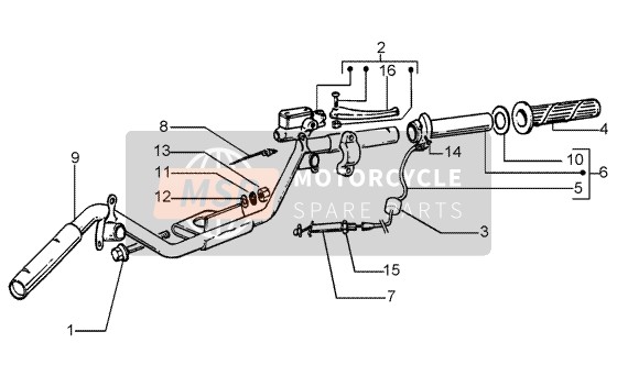 Piaggio Liberty 50 4T RST 2003 Handlebars Component Parts for a 2003 Piaggio Liberty 50 4T RST