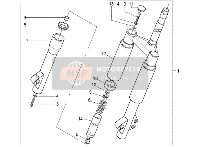 Piaggio Liberty 50 4T RST 2003 Fourchette pour un 2003 Piaggio Liberty 50 4T RST