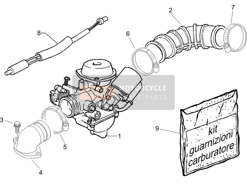 Piaggio Liberty 50 4T Sport 2006 Carburettor, Assembly - Union Pipe for a 2006 Piaggio Liberty 50 4T Sport