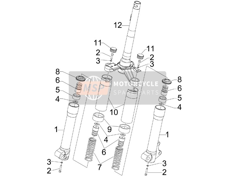 Piaggio Liberty 50 4T Sport 2007 Fork Components (MVP) for a 2007 Piaggio Liberty 50 4T Sport