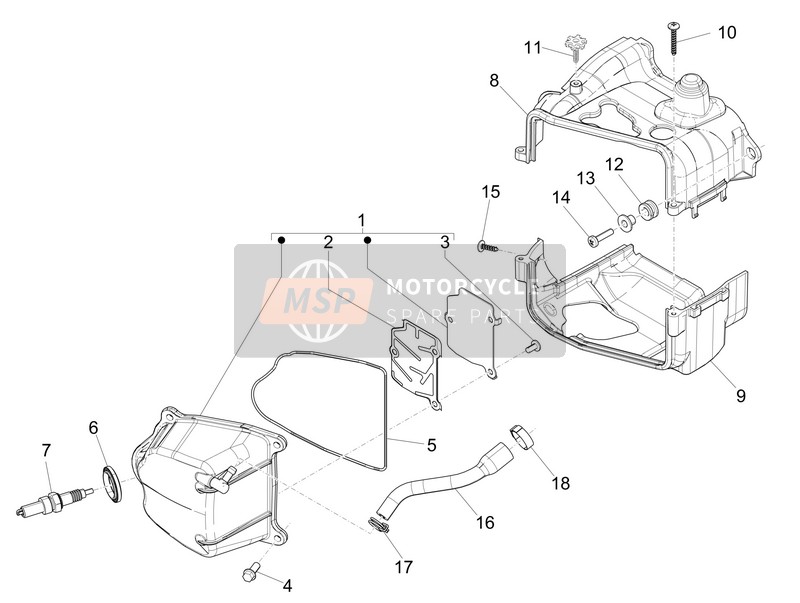 Piaggio Liberty 50 iGet 4T 3V 25kmh E4 No ABS 2018 Le couvre-culasse pour un 2018 Piaggio Liberty 50 iGet 4T 3V 25kmh E4 No ABS