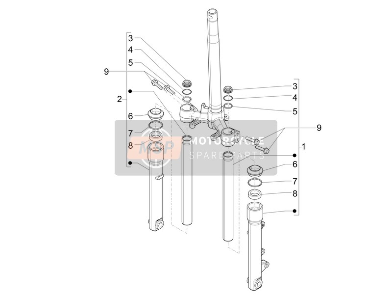 Piaggio Liberty 50 iGet 4T 3V (EMEA) 2015 Fork Components (Wuxi Top) for a 2015 Piaggio Liberty 50 iGet 4T 3V (EMEA)