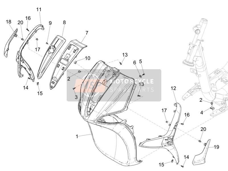 Piaggio Liberty 50 iGet 4T 3V (EU) 2015 Schildvoor voor een 2015 Piaggio Liberty 50 iGet 4T 3V (EU)