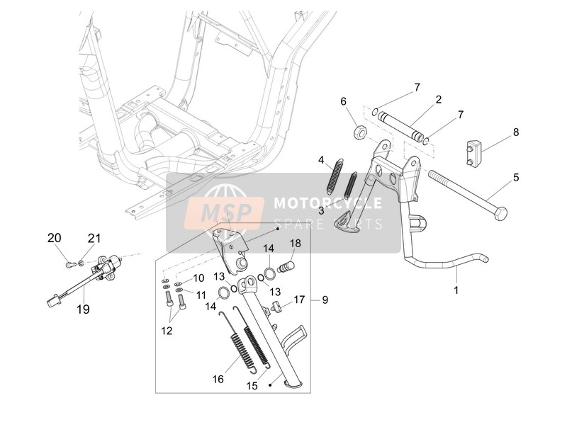 668205, Bequille Lateral, Piaggio, 0