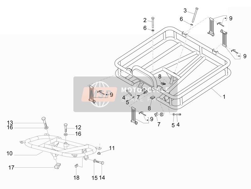 Piaggio Liberty elettrico PPT (AT-SP) 2012 Rear Luggage Rack for a 2012 Piaggio Liberty elettrico PPT (AT-SP)