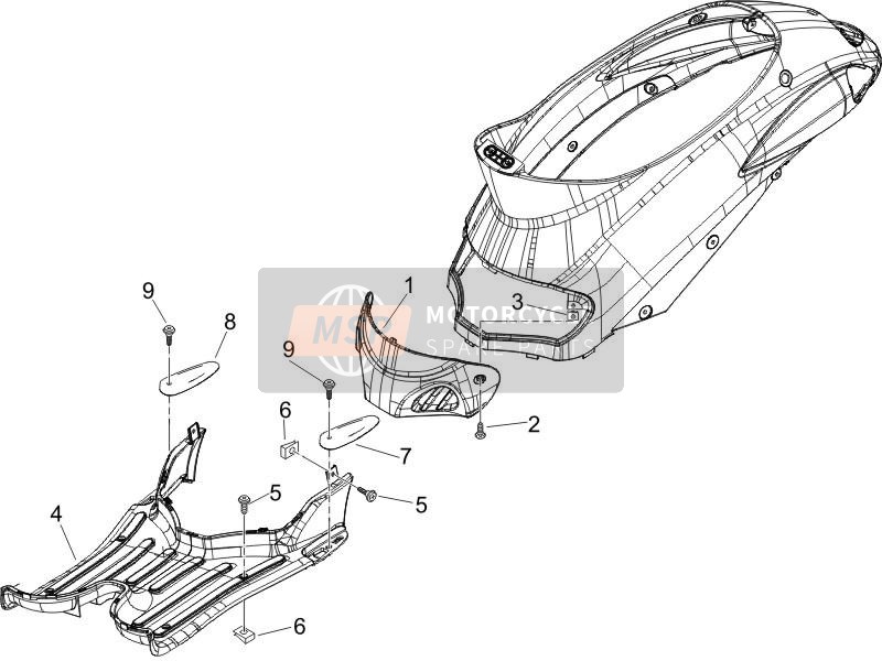 Piaggio Liberty elettrico PPT (AUSTRIA-SPAIN) 2013 Mittlere Abdeckung - Fußrasten für ein 2013 Piaggio Liberty elettrico PPT (AUSTRIA-SPAIN)