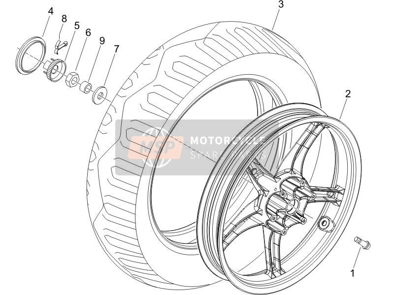 Piaggio Liberty elettrico PPT (AUSTRIA-SPAIN) 2014 Roue arrière pour un 2014 Piaggio Liberty elettrico PPT (AUSTRIA-SPAIN)