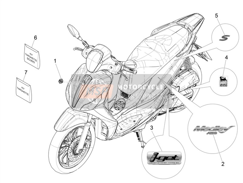 Piaggio Medley 125 4T ie ABS 2018 Platten - Embleme für ein 2018 Piaggio Medley 125 4T ie ABS