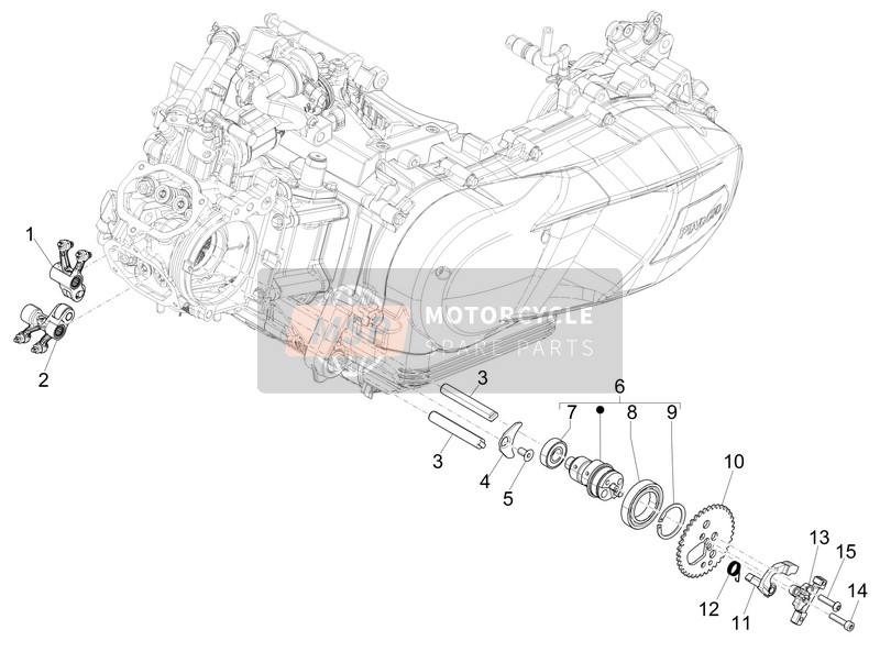 Piaggio Medley 125 4T ie ABS (Vietnam) 2018 Unidad de soporte de palancas oscilantes para un 2018 Piaggio Medley 125 4T ie ABS (Vietnam)